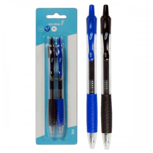 Kl23007 0.7 Mm Retractable Gel Pens, Black & Blue - Pack Of 2