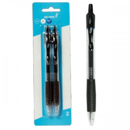 Kl22944 0.7 Mm Retractable Gel Pens, Black - Pack Of 2