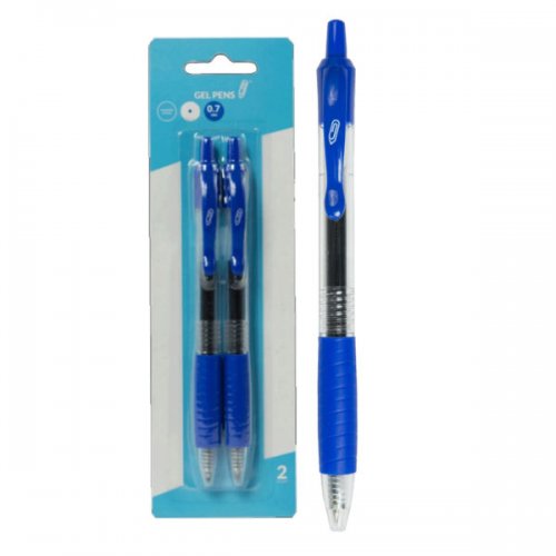 Kl23008 0.7 Mm Retractable Gel Pens, Blue - Pack Of 2
