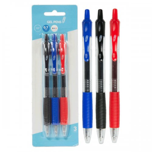 Kl23054 0.7 Mm Retractable Gel Pens, Multi-color - Pack Of 3