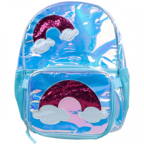 Kl22935 Metallic Blue Backpack With Lunch Bag
