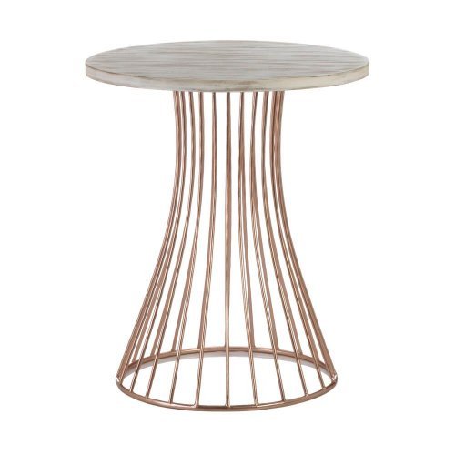 5001040 Rose Gold Base Circle Accent Side Table, Blue