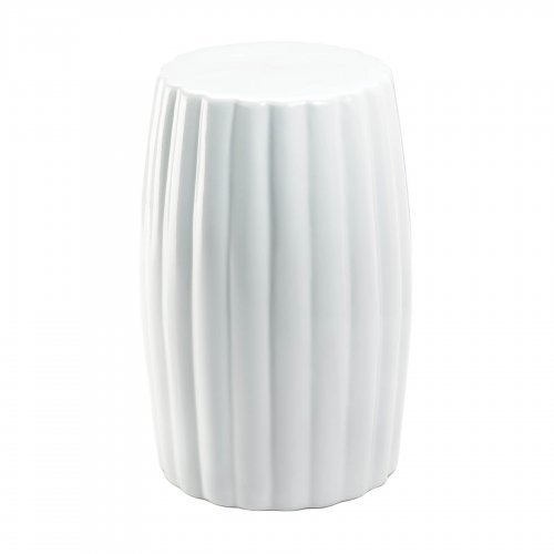 10019078 Glossy Ceramic Stool, White