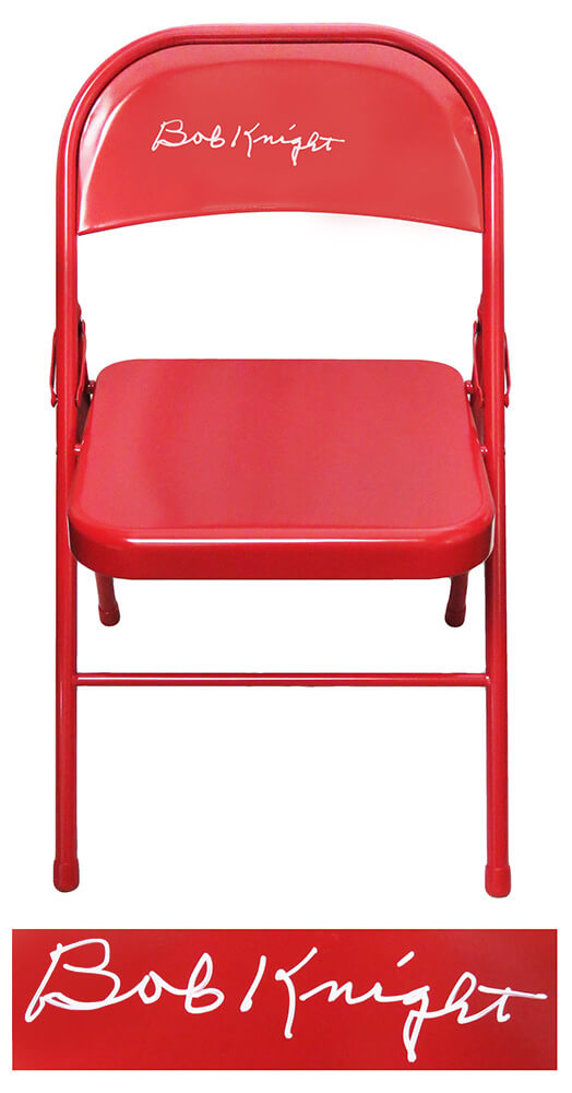 Knistb205 Bobby Knight Signed Full Size Metal Folding Chair, Red