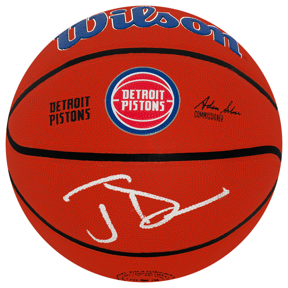 DUMBSK202 Joe Dumars Signed Detroit Pistons Logo Wilson NBA Basketball