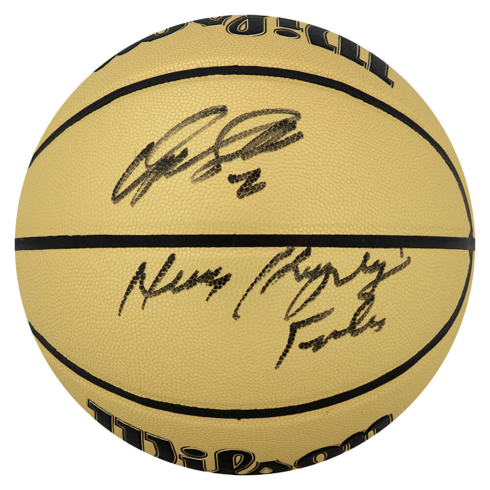 WILBSK260 Dominique Wilkins Signed Wilson NBA Basketball with Human Highlight Film, Gold - Full Size