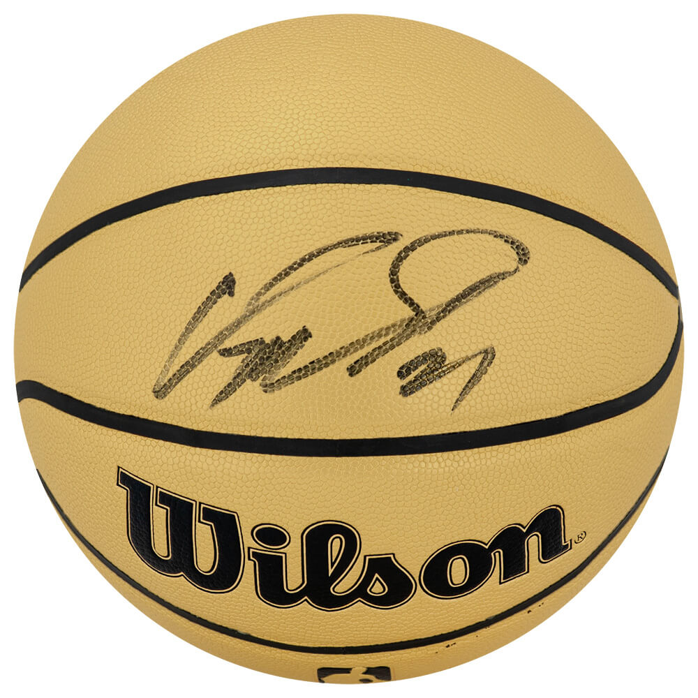 WILBSK261 Dominique Wilkins Signed Wilson NBA Basketball, Gold - Full Size