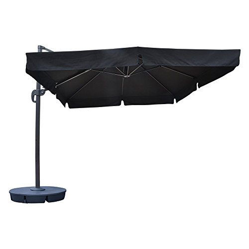 Nu6170 10 Ft. Santorini Ii Square Cantilever Umbrella With Valance In Black Sunbrella Acrylic