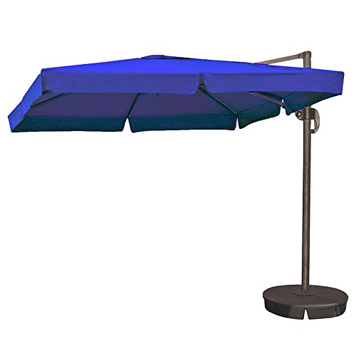 Nu6180 10 Ft. Santorini Ii Square Cantilever Umbrella With Valance In Blue Sunbrella Acrylic