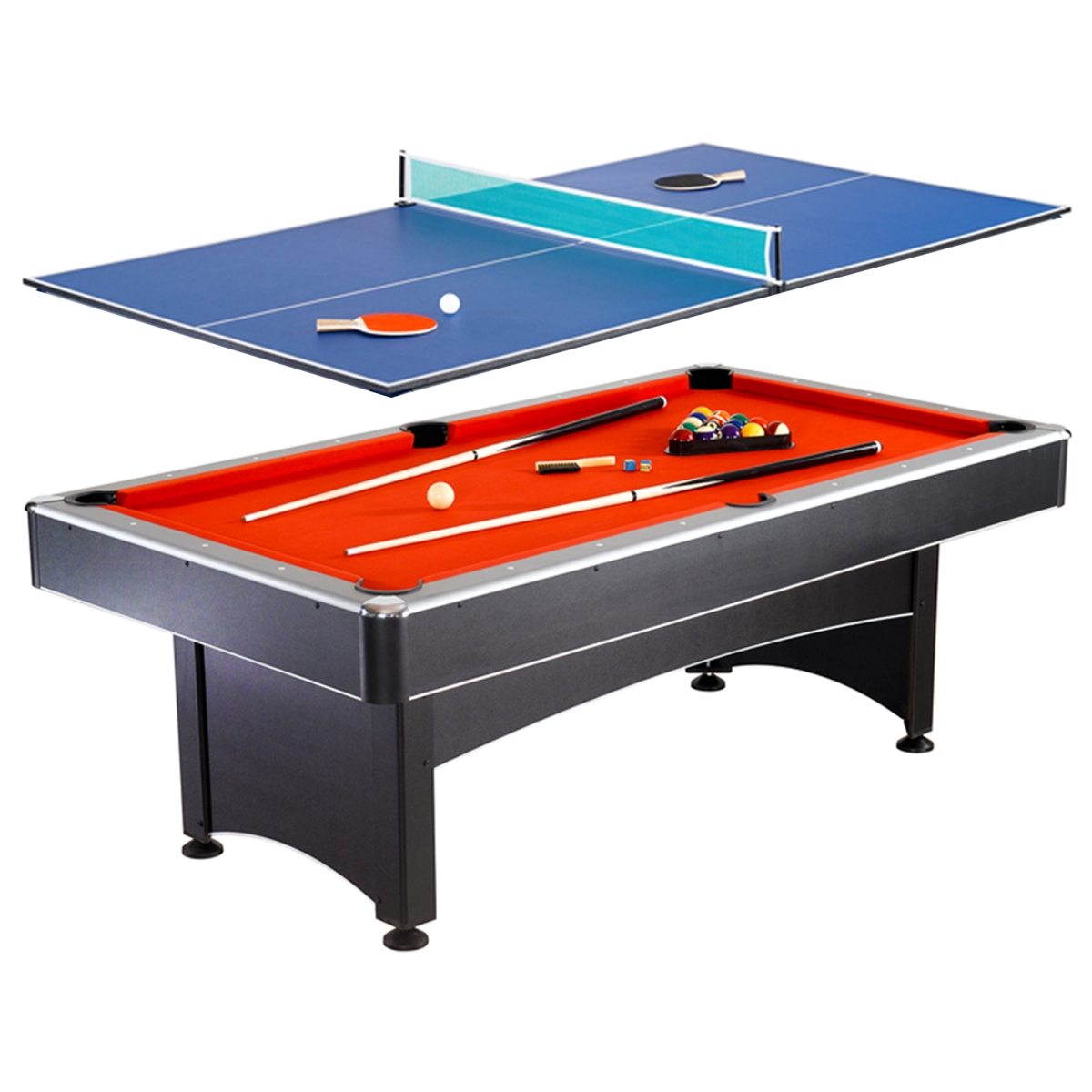 Ng1023 7 Ft. Maverick Pool Table With Table Tennis, Black
