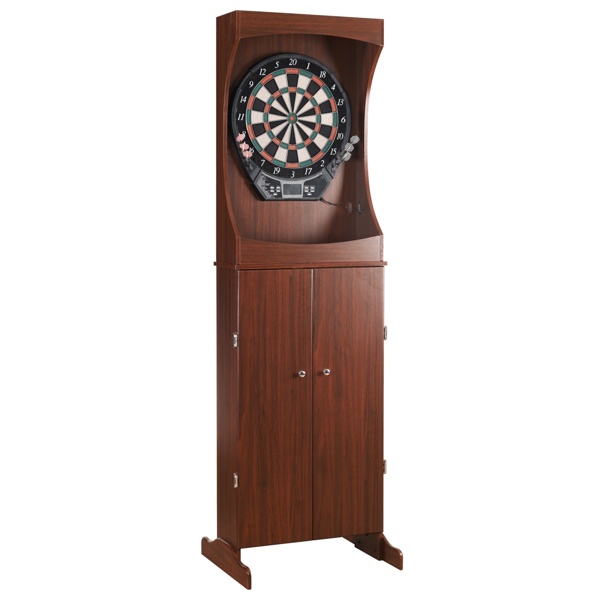 Ng1040 Outlaw Free Standing Dartboard & Cabinet Set, Cherry Finish