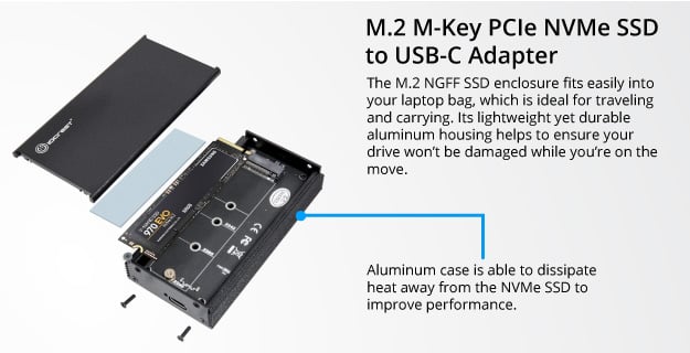 UPC 810154013418 product image for SY-ENC40154 USB-C M.2 M-key SSD External Enclosure | upcitemdb.com