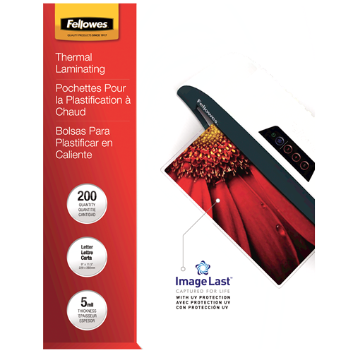 Fellowes 5245301 5 Mil Letter Image Last Glossy Laminating Pouches - 200 Per Pack