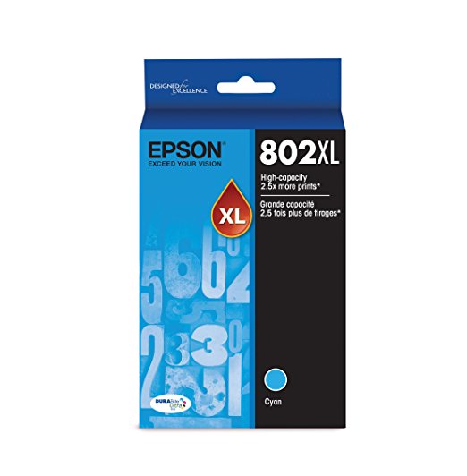 Epson T802XL220-S T802 High Capcity Ink Cartridge, Cyan