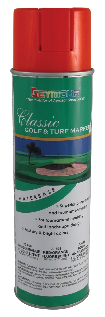 20-698 20 Oz Stripe Waterbase Golf & Turf Marker, Classic Red & Orange Fluorescent - Pack Of 12