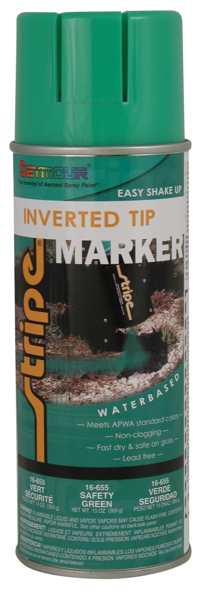 16-655 16 Oz Stripe Inverted Tip Solventbase Marker, Safety Green - Pack Of 12