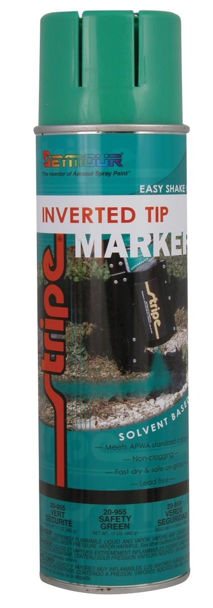 20-955 20 Oz Stripe Inverted Tip Solventbase Marker, Safety Green - Pack Of 12