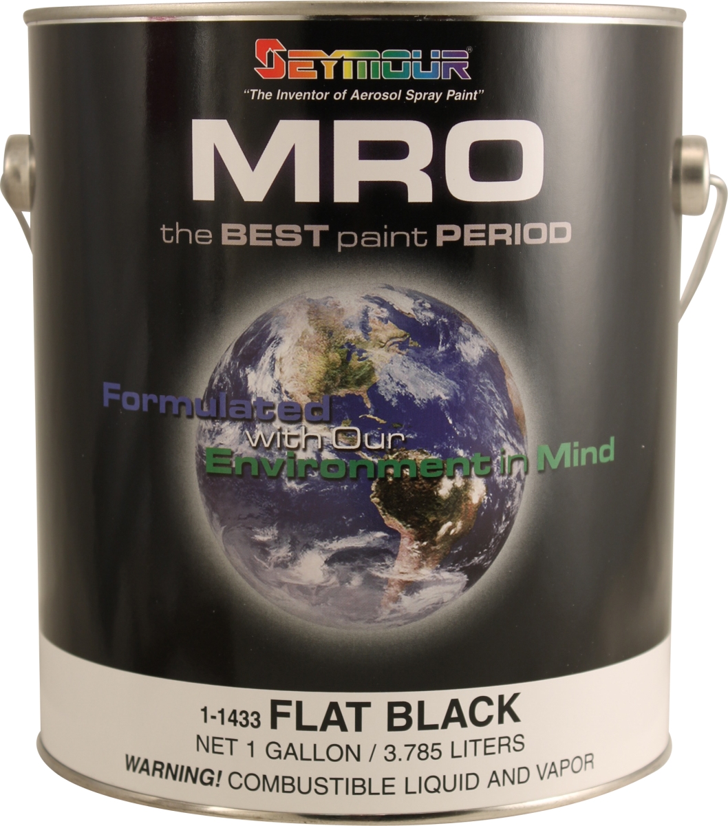 1-1433 1 Gal Mro Industrial Coatings Enamel Paint, Flat Black - Pack Of 4