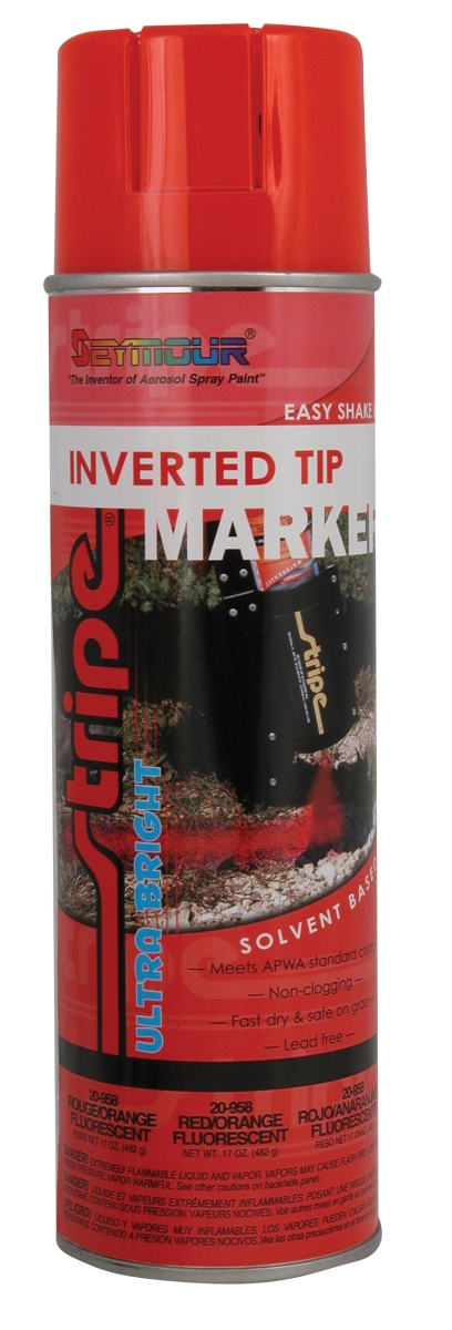 20-958 20 Oz Stripe Inverted Tip Solventbase Marker, Red & Orange Fluorescent - Pack Of 12
