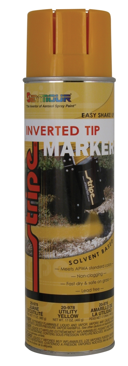 20-978 20 Oz Stripe Inverted Tip Solventbase Marker, Utility Yellow - Pack Of 12