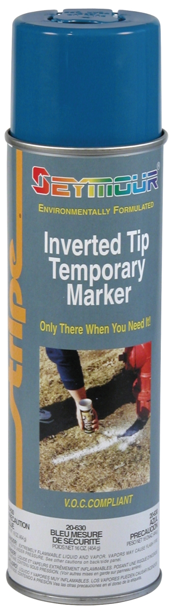 20-630 20 Oz Stripe Inverted Tip Temporary Marker, Precaution Blue - Pack Of 12