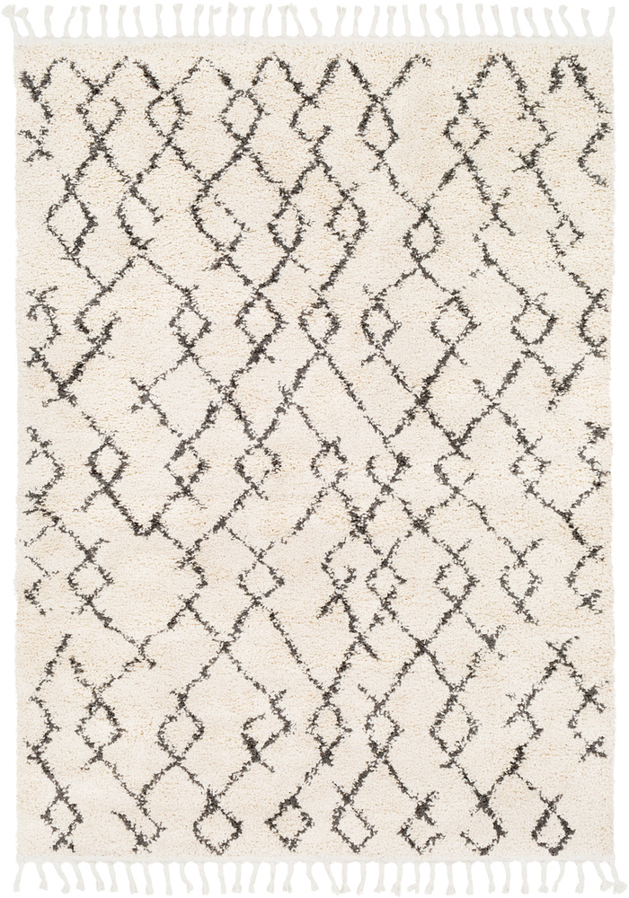 Bbe2301-679 6 Ft. 7 In. X 9 Ft. Berber Shag Area Rug, Charcoal & Beige