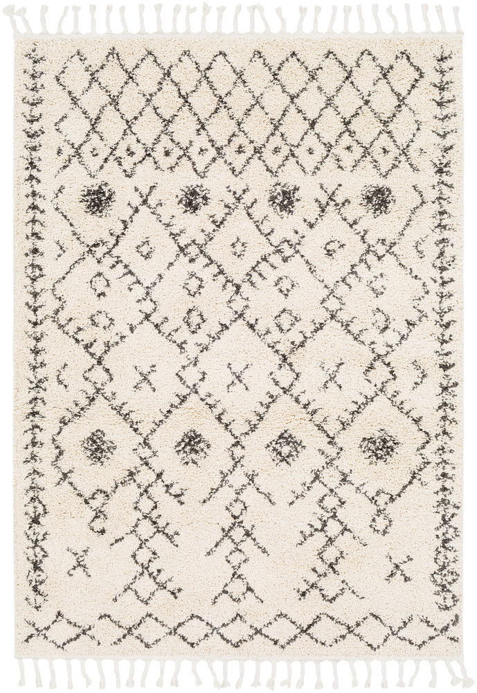 Bbe2302-679 6 Ft. 7 In. X 9 Ft. Berber Shag Area Rug, Charcoal & Beige