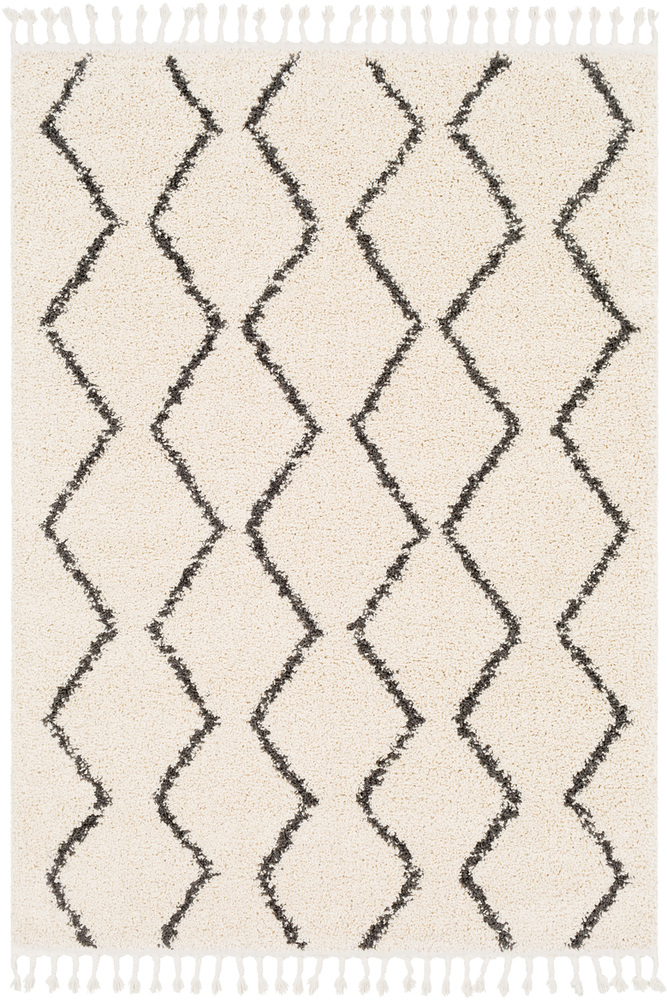Bbe2303-679 6 Ft. 7 In. X 9 Ft. Berber Shag Area Rug, Charcoal & Beige