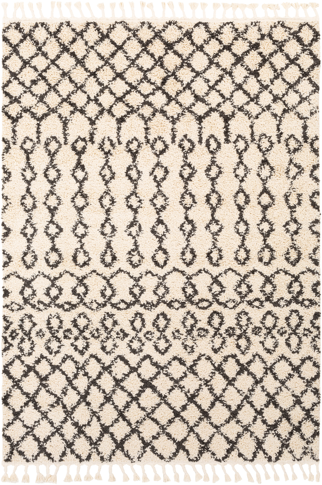 Bbe2309-679 6 Ft. 7 In. X 9 Ft. Berber Shag Area Rug, Charcoal & Beige