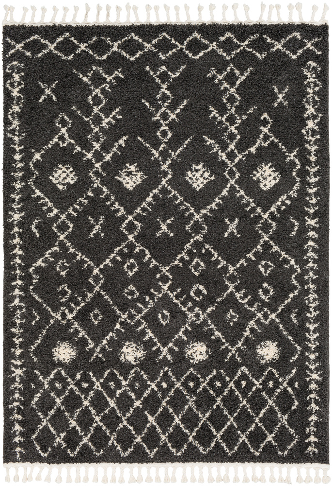 Bbe2308-31157 3 Ft. 11 In. X 5 Ft. 7 In. Berber Shag Area Rug, Charcoal & Beige