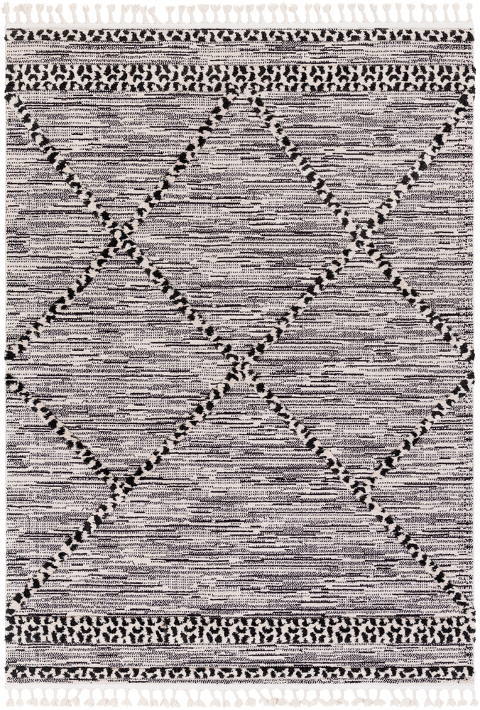 Azi2306-5373 5 Ft. 3 In. X 7 Ft. 3 In. Azilal Machine Woven Rug, Black & White