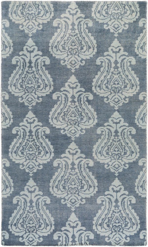 Mrt1000-69 Marta 6 X 9 Ft. Hand Knotted Medallions & Damask Rectangle Area Rug, Denim & Silver Gray