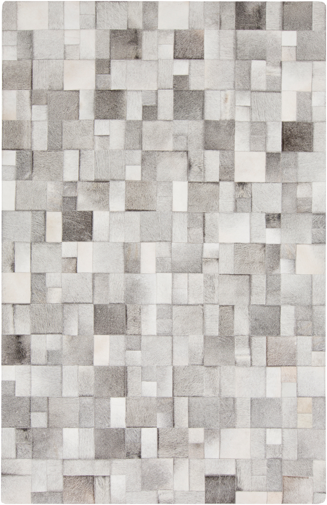 Out1011-23 2 Ft. X 3 Ft. Outback Rectangle Hand Crafted Hides And Leather Area Rug, Ivory & Medium Gray