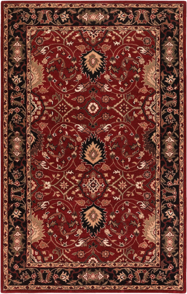CAE1031-8RD Caesar Rug- 100% Wool- Hand Tufted- Red/Black/Olive/Gold/Rust/Tan- 8' ROUND