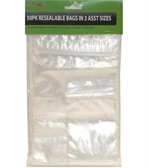 2137 Resealable Bags, 3 Assorted Size - Pack Of 50 - Case Of 48