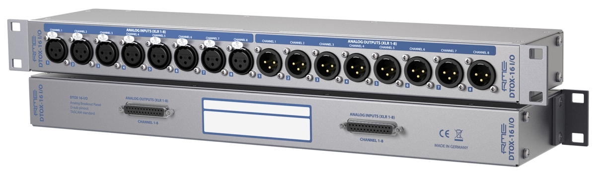 Rme-dtox16io Io Breakout Panel 8 Xlr Inputs D-sub 25-pin Connector With 8 Xlr Outputs