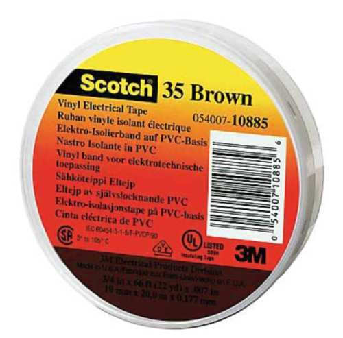-35-20-bn Scotch 35 Color Coding Electrical Tape, 0.5 In. X 20 Ft. - Brown