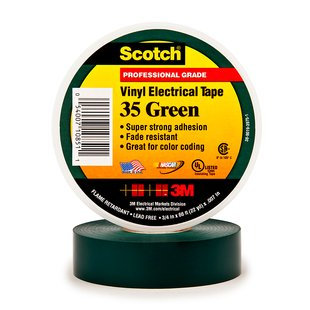 -35-20-gn Scotch 35 Color Coding Electrical Tape, 0.5 In. X 20 Ft. - Green