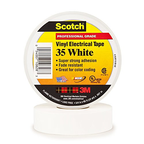 -35-20-we Scotch 35 Color Coding Electrical Tape, 0.5 In. X 20 Ft. - White