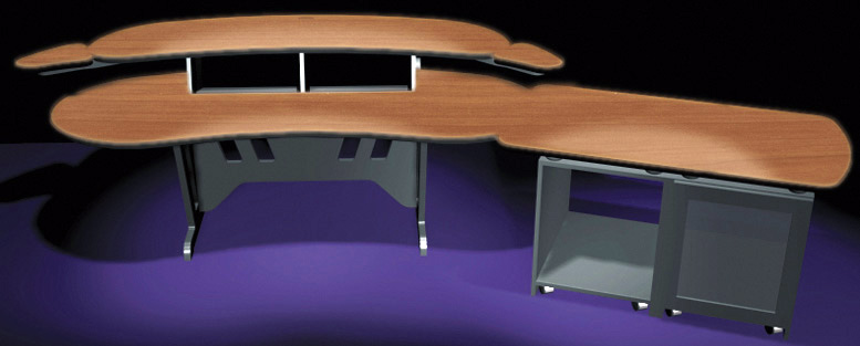Products Elur Plus D12d-dc 84 In. Desk With Overbridge 2 Racks & 2-bay 24-space Rack, Dark Cherry
