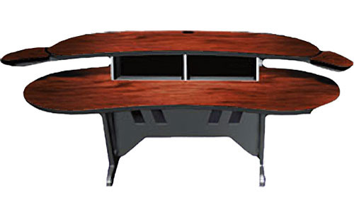 Products Esur-dc 60 In. Desk With Overbridge With 2 4-space Racks, Dark Cherry