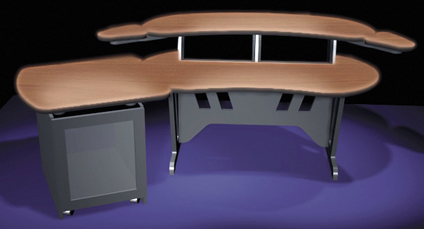 Products Esur Plus S12d-hm 60 In. Desk With Overbridge 2 Racks & 1-bay 12-space Rack, Honey Maple
