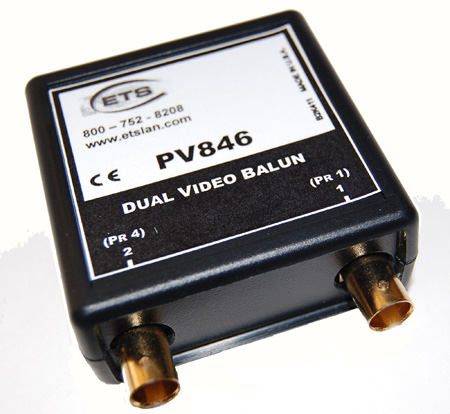 Ets-pv846 Dual Baseband Composite Video Over Cat5 Balun - Female Bnc To Rj45 Pins 1.25 & 0.875