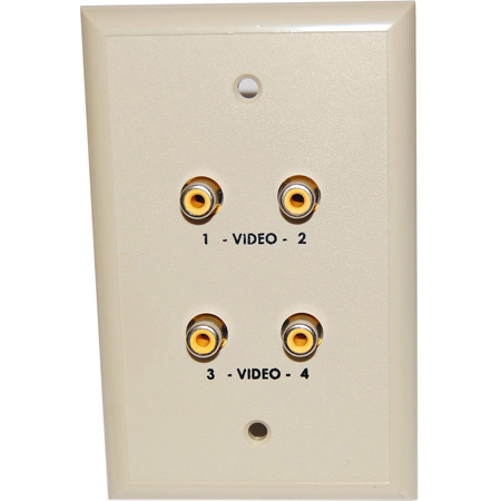 Ets-pv847wpiy Cat5 Wall Plate With Four Rca Video - Ivory