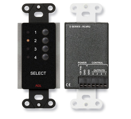 Rdl-db-rc4ru 24v 4 Channel Remote Control For Rack-up 4 X 1 Audio Or Video Switchers Wallplates