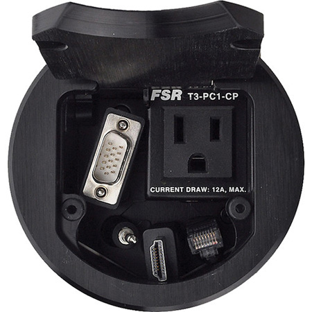 -t3pc1dcpblk 3.5 In. Cable Pull Round Table Box - Black