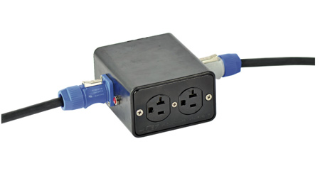 Lex-db20pc-sbpc 20 Amp Power Distribution Quad Box With Dual Nema 5-20 Outlets & Powercon Feed Thru