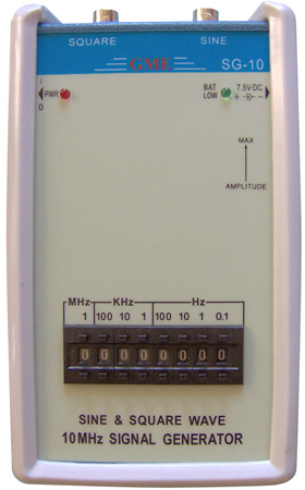 Gme-sg10 Handheld 10mhz Signal Generator With 2 Bnc Output Connectors