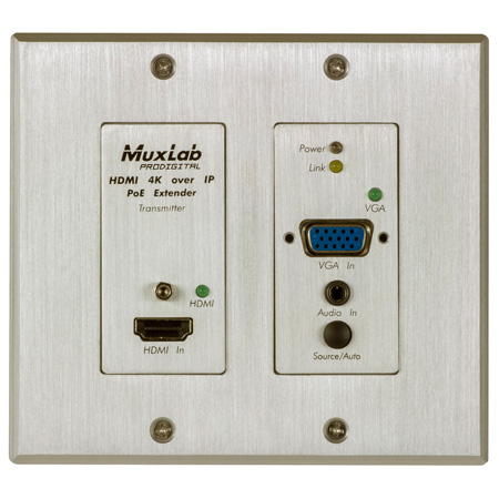 Mux-500773-tx 4k Hdmi & Vga Over Ip Wall Plate With Poe