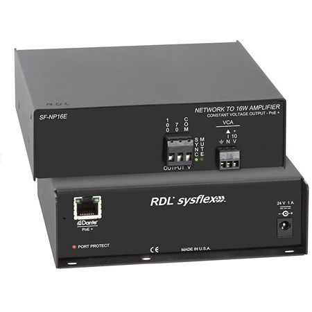 Radio Design Labs RDL-SF-NP16E PoEplus Network to 16W Mono Audio Amplifier - 70V or 100V - Dante Radio Design Labs RDL-SF-NP16E PoEplus Network to 16W Mono Audio Amplifier - 70V or 100V - Dante